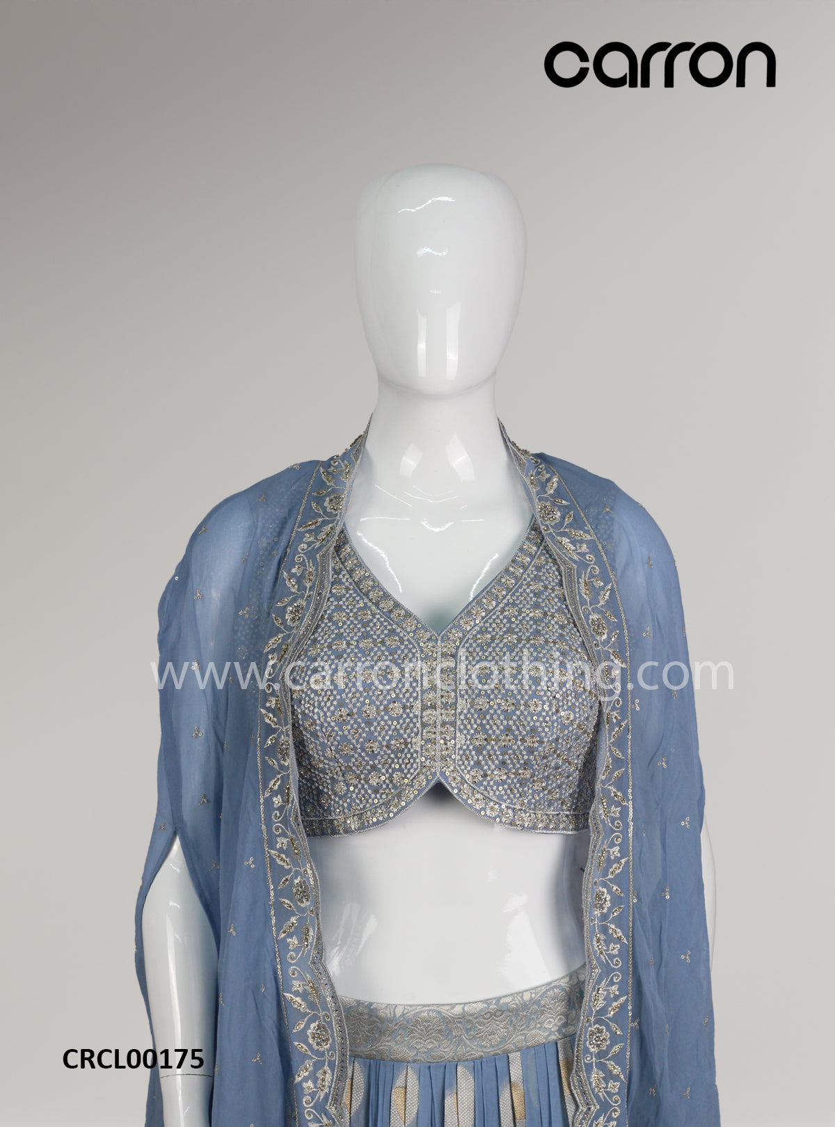 Blue Ghaghra Choli With Jacket – Carron Clothing