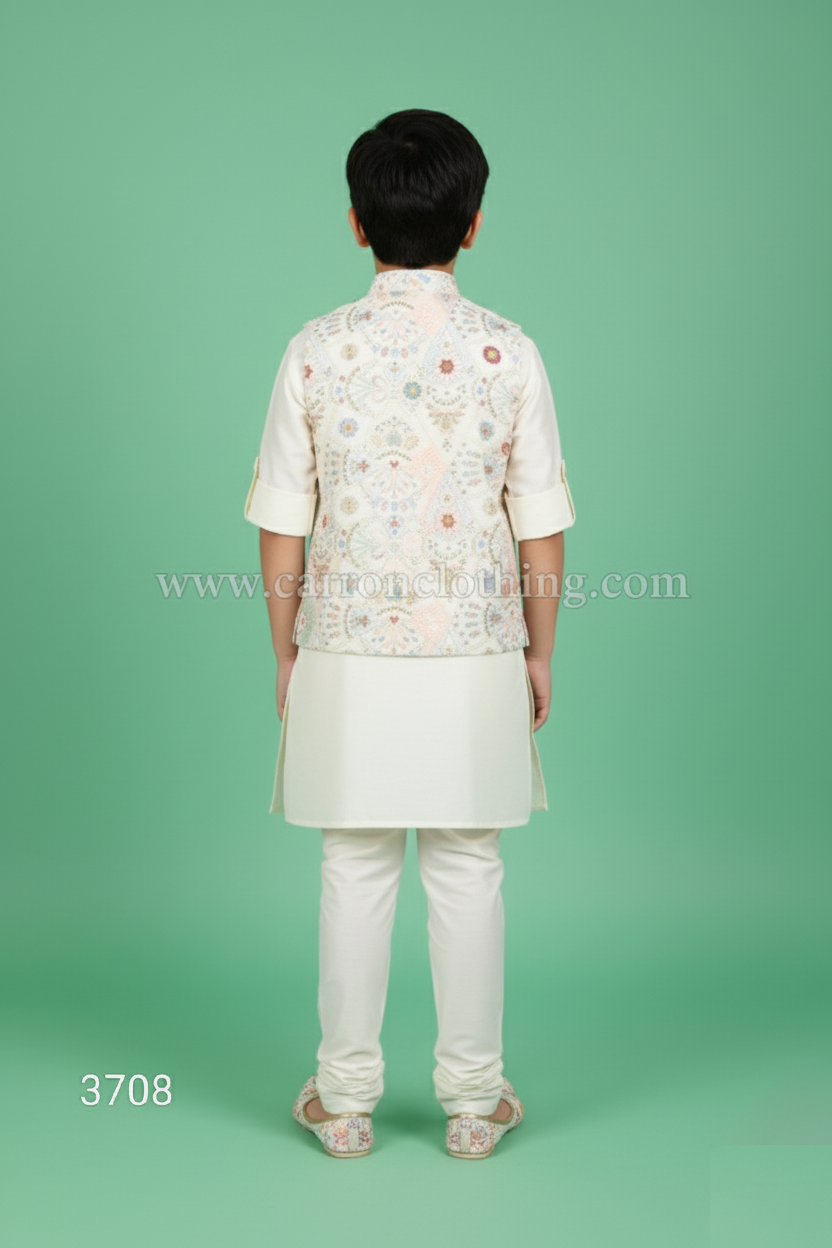 Cream Colour Jacket Kurta Set(BE-BBUS_3708)