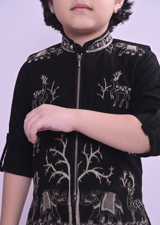 Black Colour Jacket Kurta Set(BE-BBUS_1860)