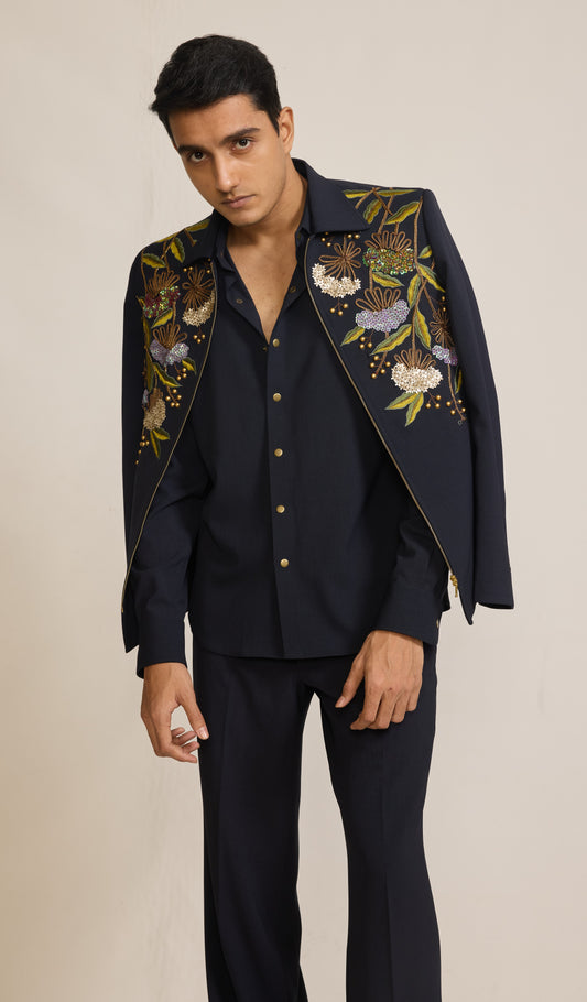 Blue Colour Bomber Jacket Set (ME-MINW_LUCKY)