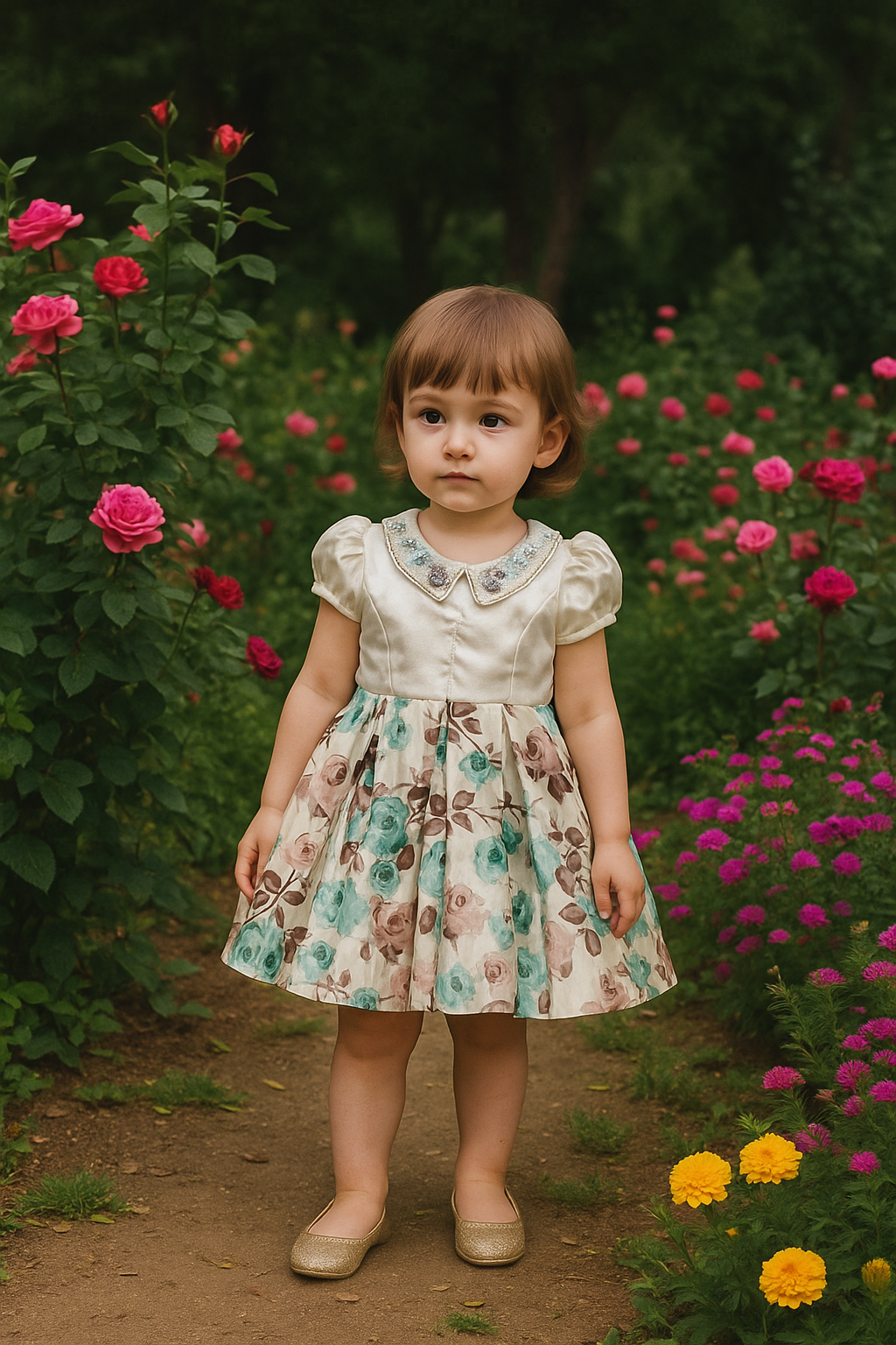 Cream Colour Party Frock(GE-GFRP_128)