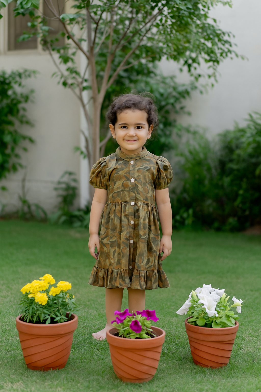 Green Colour Cotton Frock(GC-GFRC_5532)