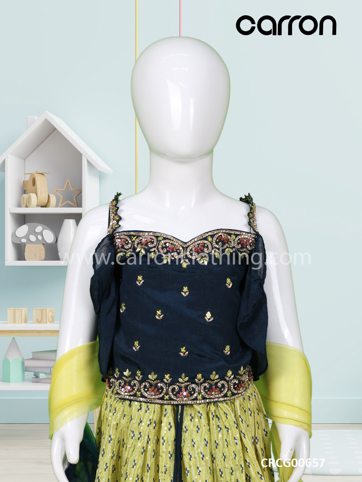 Green Ghaghra Choli Set (GE-GGHC_1710) – Carron Clothing