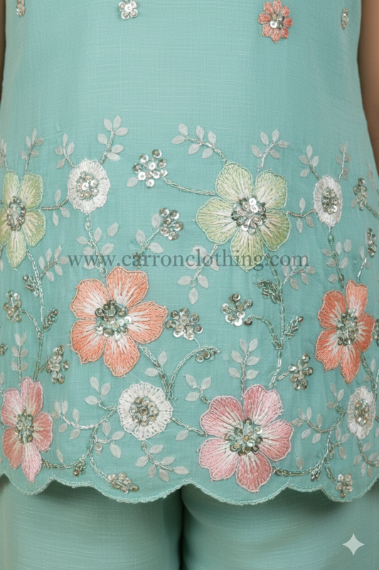 Mint Green Colour Plazo Set (GE-GPZS_2290)