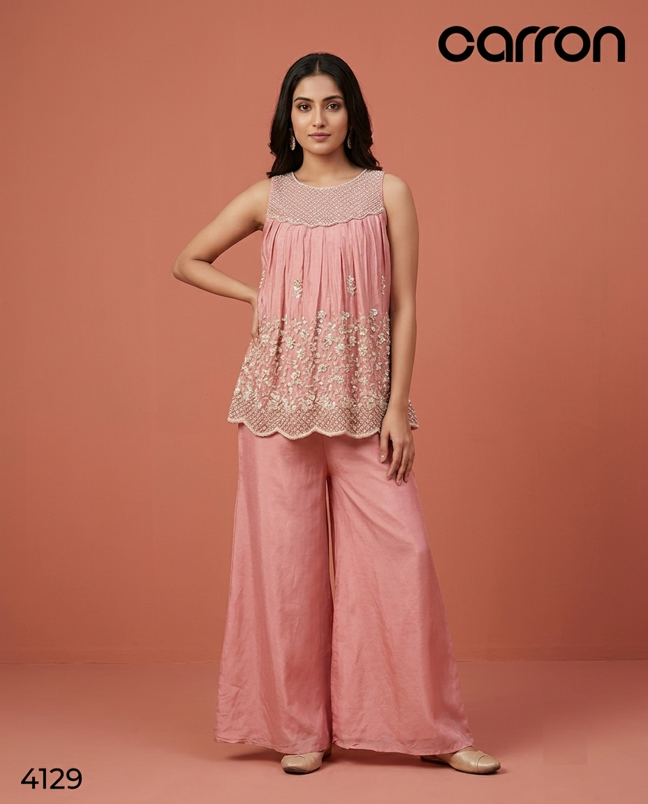 Onion Pink Colour Plazo Set(GE-GPZS_4129)