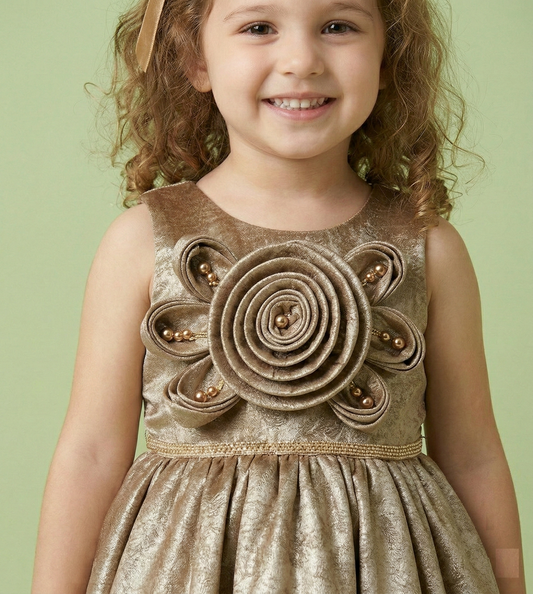 Gold Colour Party Frock(GE-GFRP_1050)