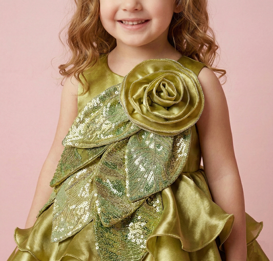 Green Colour Party Frock(GE-GFRP_421)