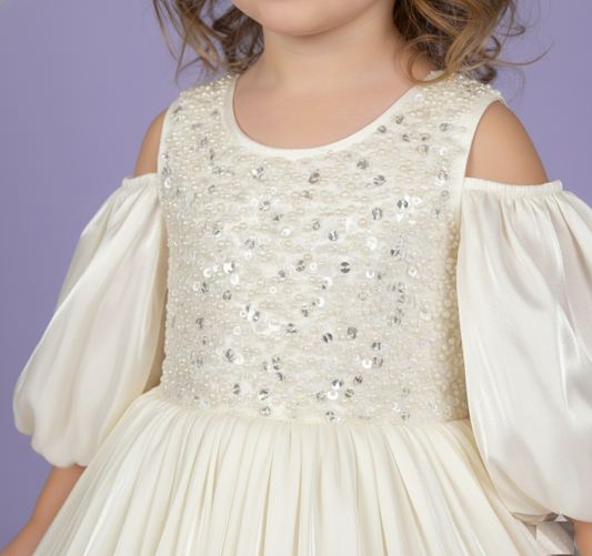 Cream Colour Party Frock(GE-GFRP_901)