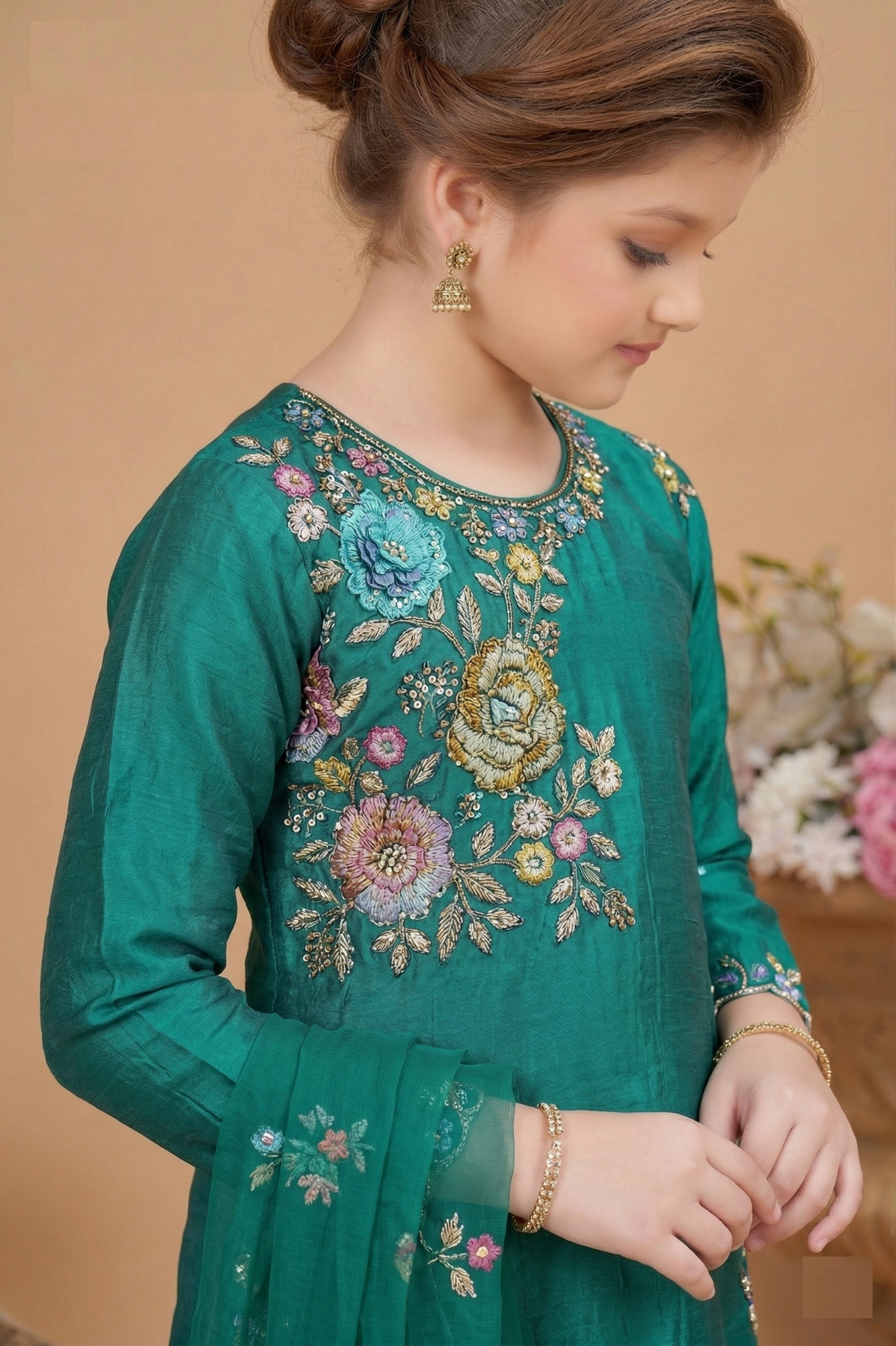 Teal Green Colour Gharara Set(GE-GGHS_2315)