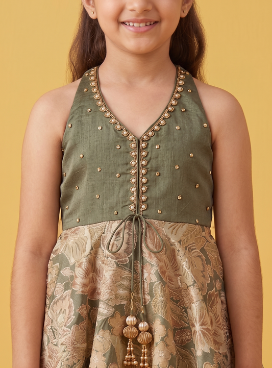 Olive Green Colour Gharara Set(GE-GGHS_3001)