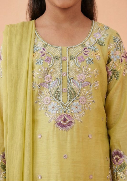 Lime Green Colour Gharara Set(GE-GGHS_6154)