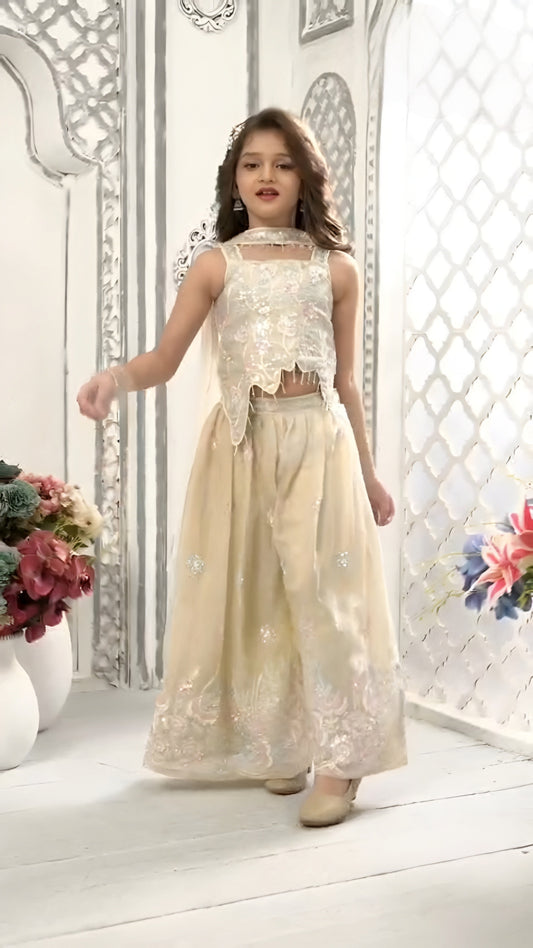 Cream Colour Plazo Set(GE-GPZS_1471)
