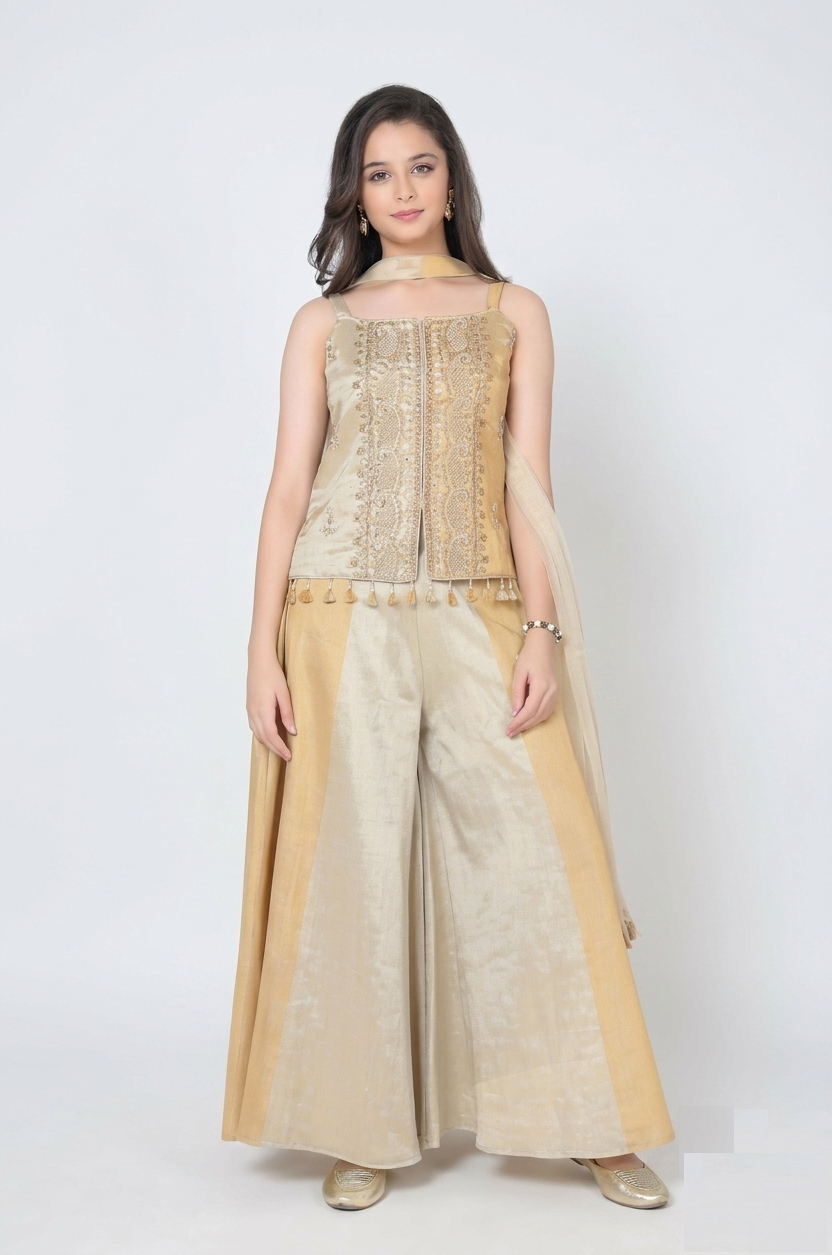 Fawn Colour Plazo Set(GE-GPZS_829)