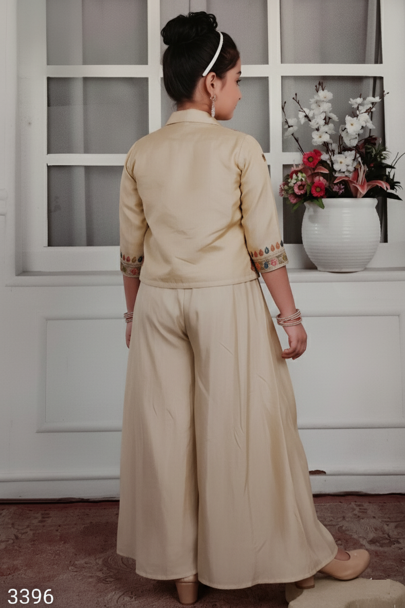 Fawn Colour Plazo Set(GE-GPZS_3396)