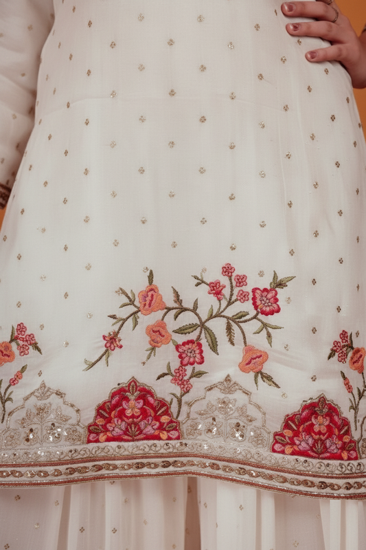 Cream Colour Plazo Set(GE-GPZS_5812)