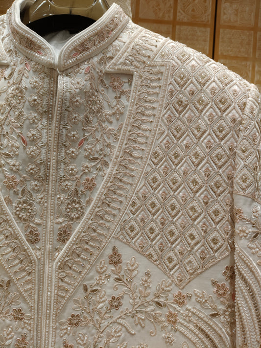 Ivory Colour Sherwani(ME-MSRW_MZ 5198 W 1)