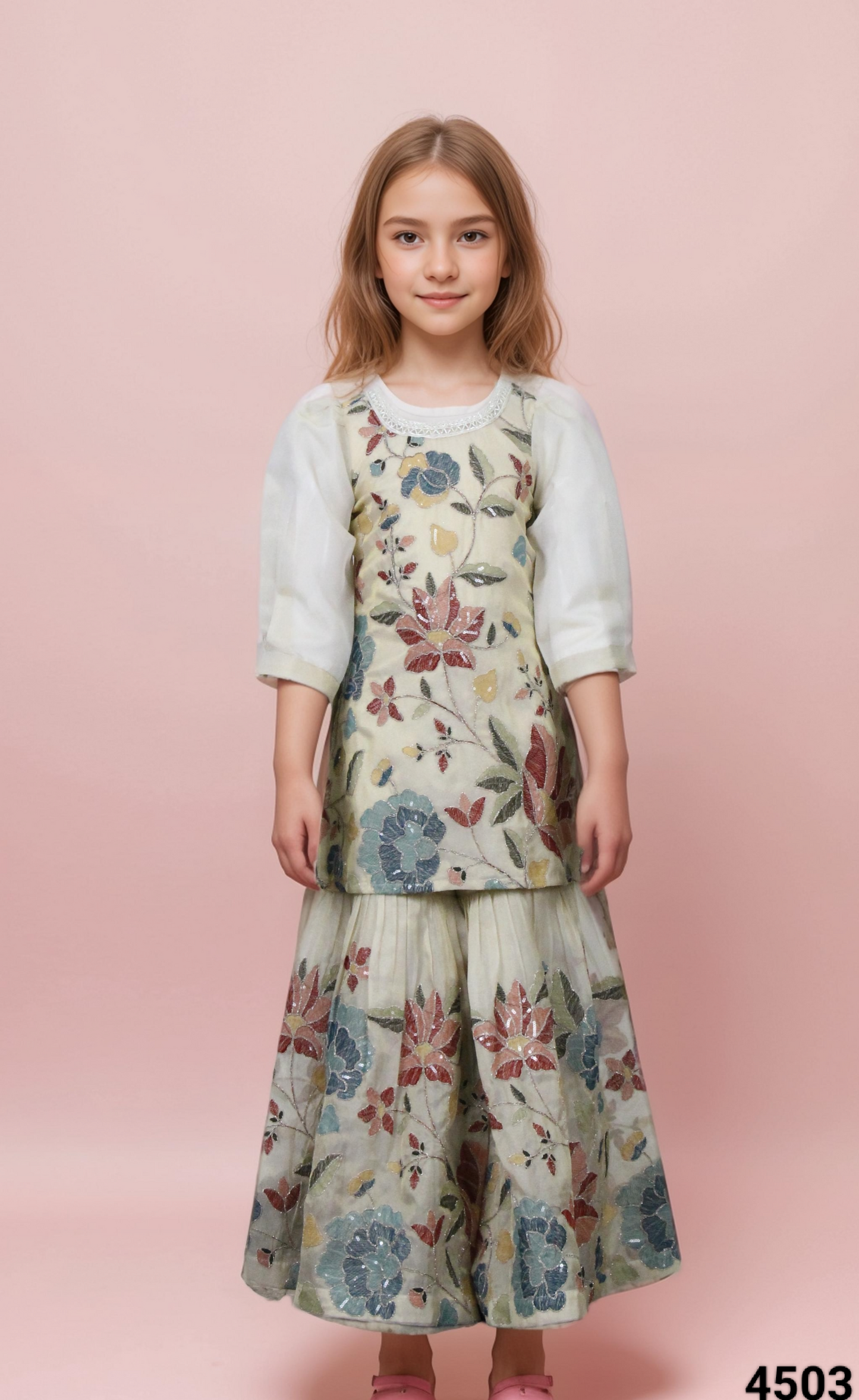 Cream Colour Gharara Set(GE-GGHS_4503)