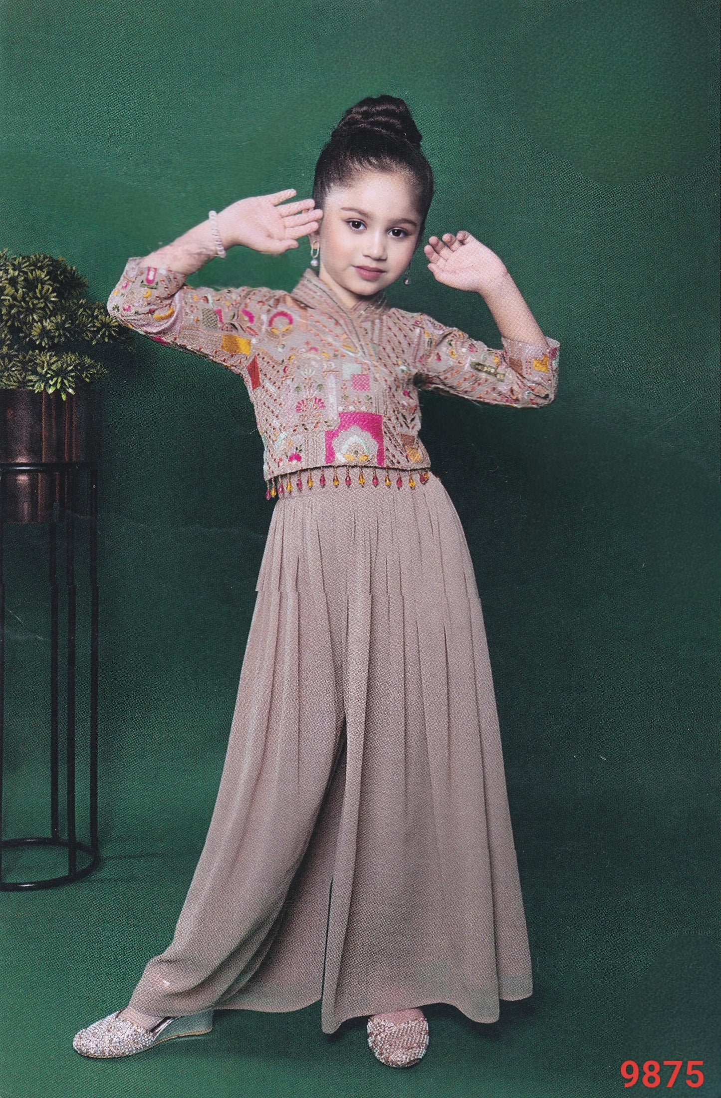 Fawn Colour Plazo Set(GE-GPZS_9875)