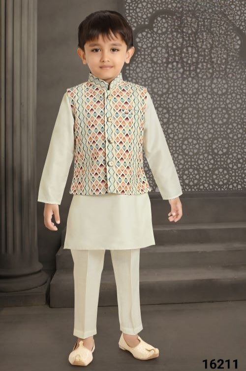 Cream Colour Jacket Kurta Set(BE-BBUS_16152)