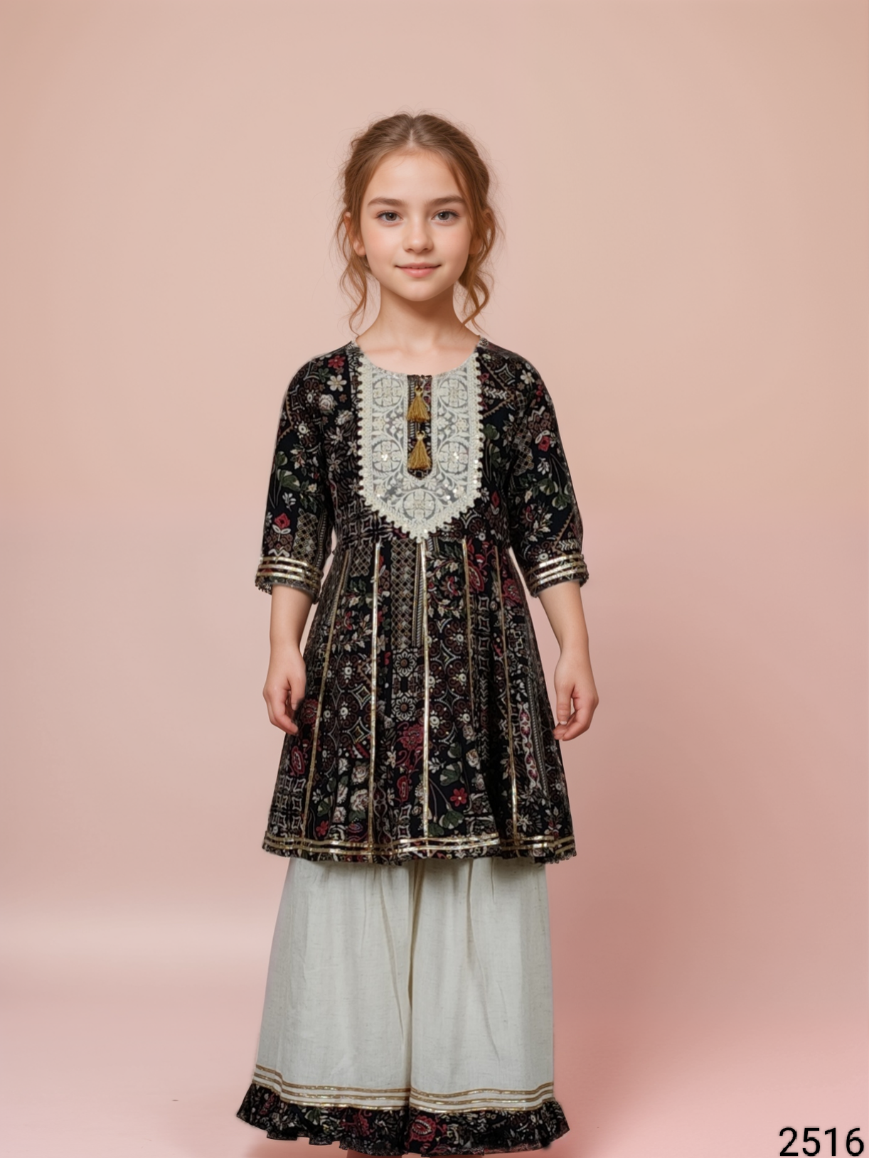 Navy Blue Colour Gharara Set(GE-GGHS_2516)