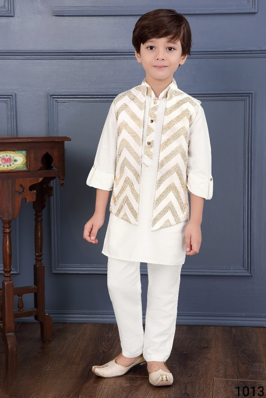 Cream Colour Jacket Kurta Set(BE-BBUS_1013)
