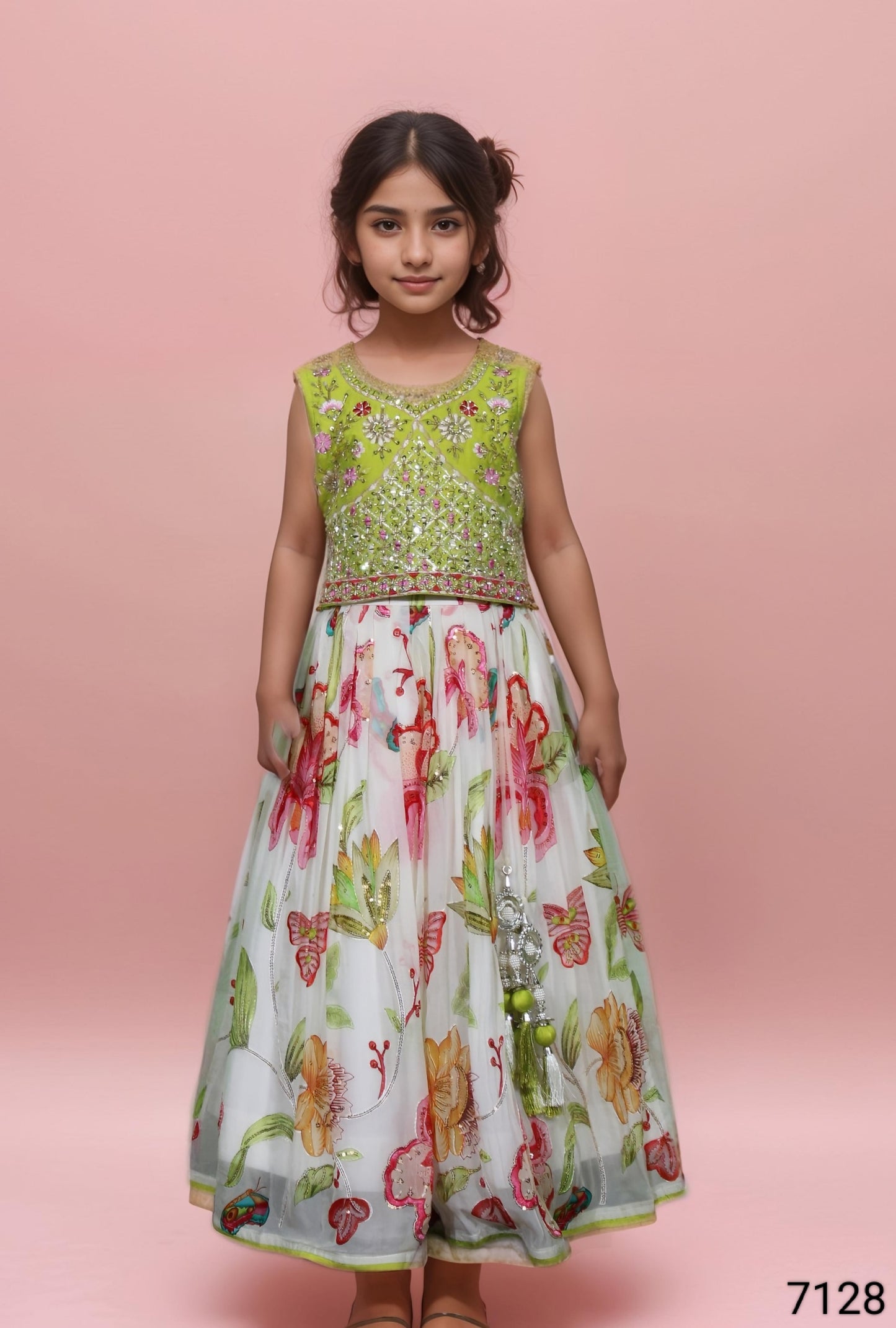 Green Colour Ghaghra Choli(GE-GGHC_7128)