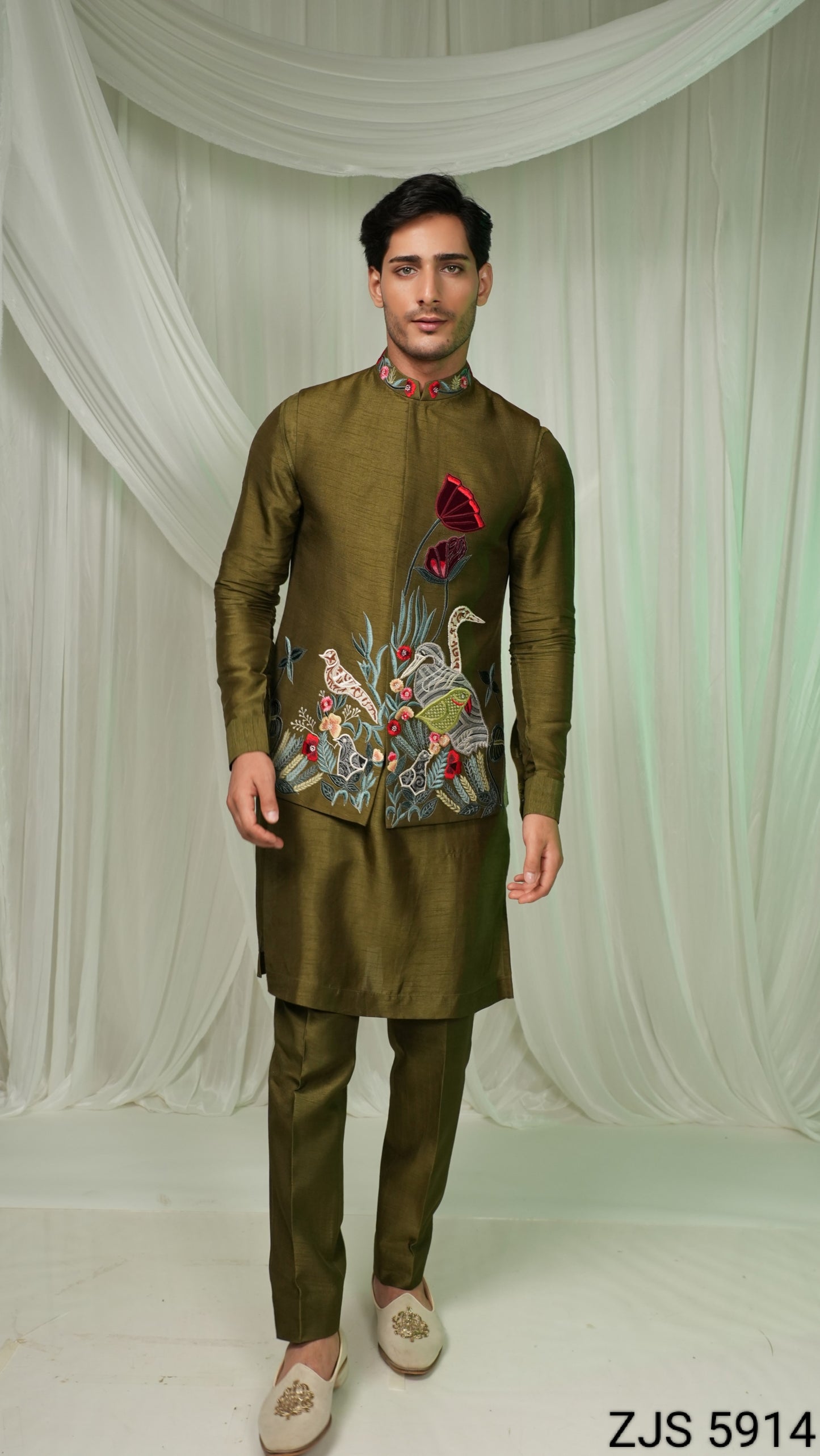 Mehandi Green Colour Bundi Set(ME-MBUS_ZJS 5014)