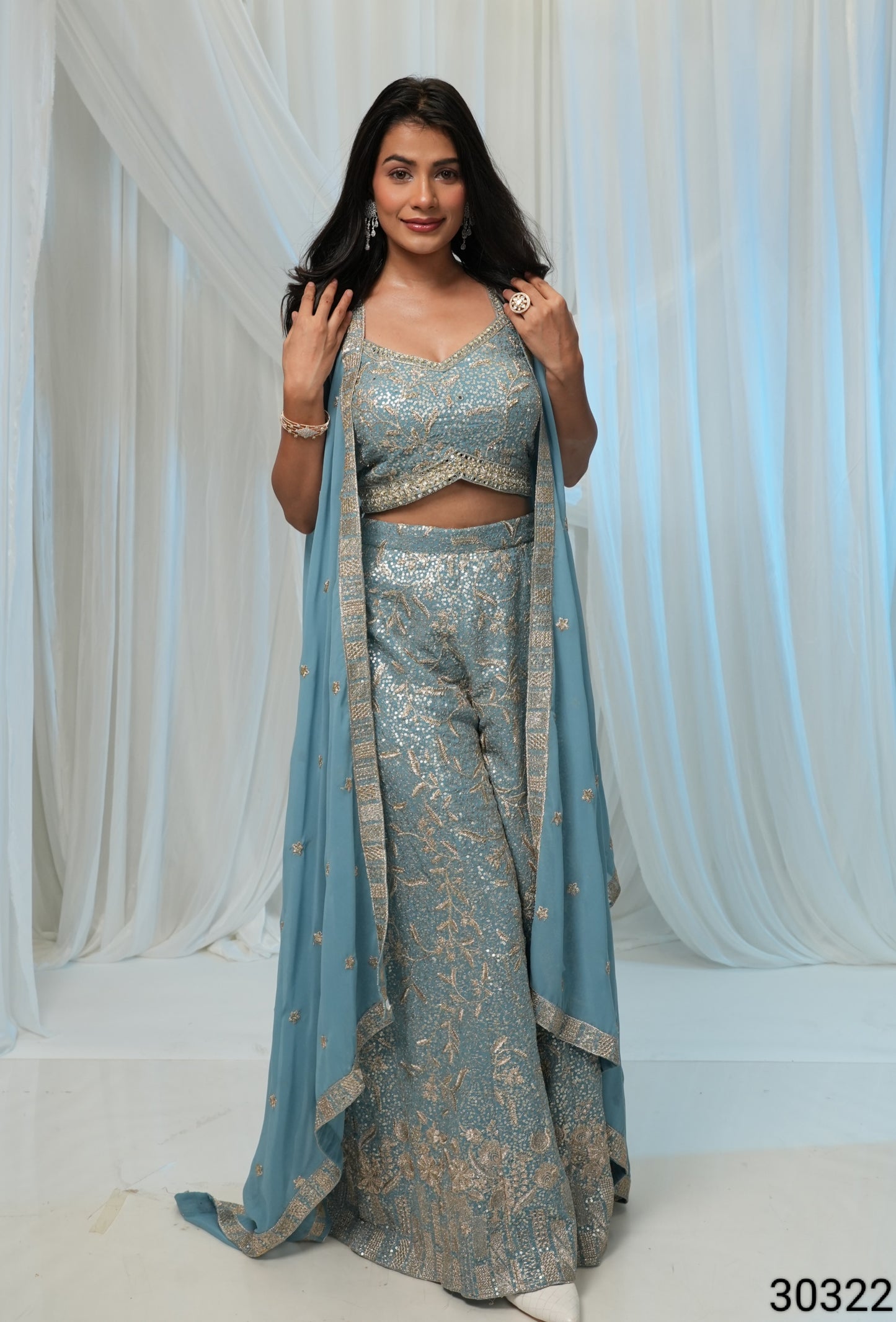 Multi Colour Plazo Set(LE-WPZS_30322)