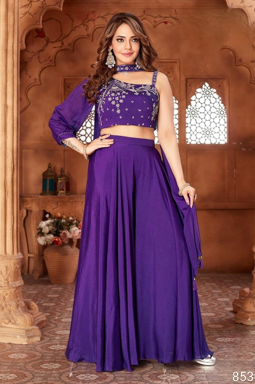 Purple Colour Plazo Set(LE-WPZS_853)