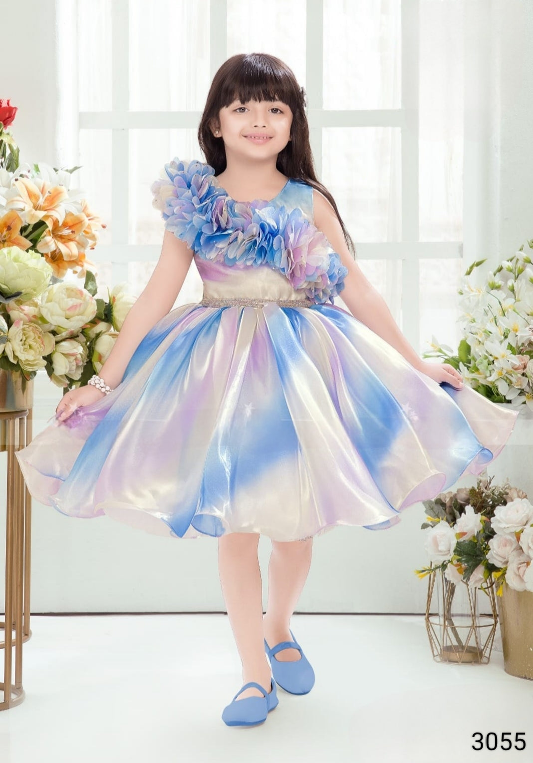 Blue Colour Party Frock(GE-GFRP_3055)