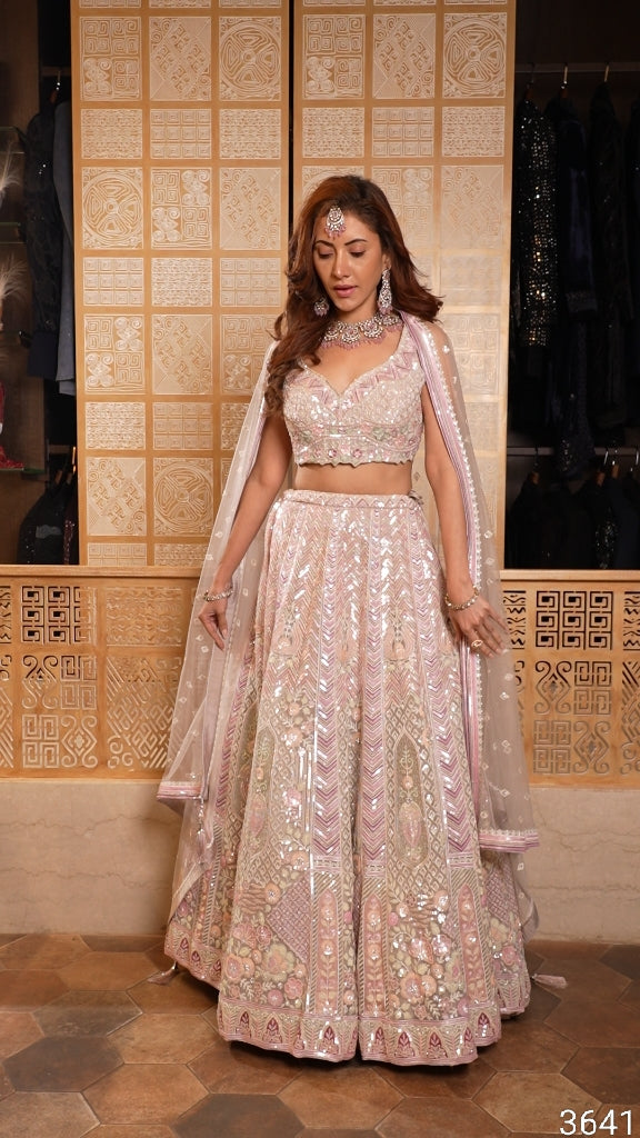 Cream Colour Ghaghra Choli(LE-WGHC_3641)