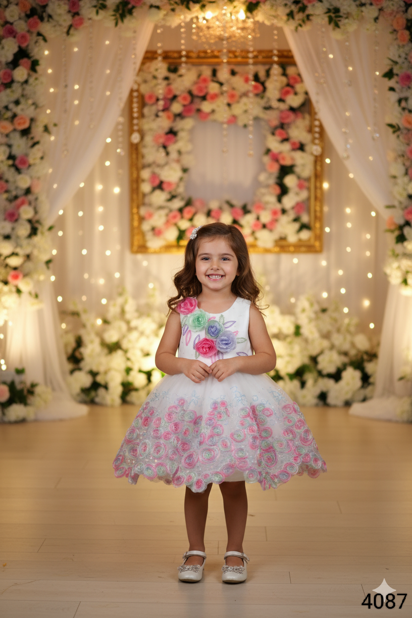 White Colour Party Frock(GE-GFRP_4087)