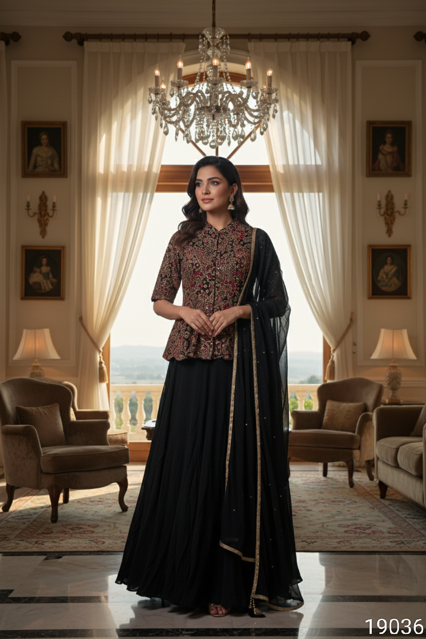 Blue Colour Plazo Set(LE-WPZS_19036)