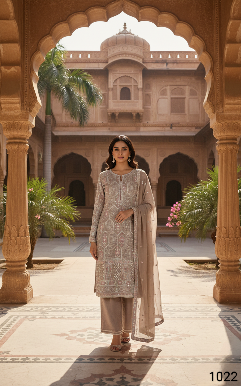 Cream Colour Pant Set(LE-WPNS_1022)