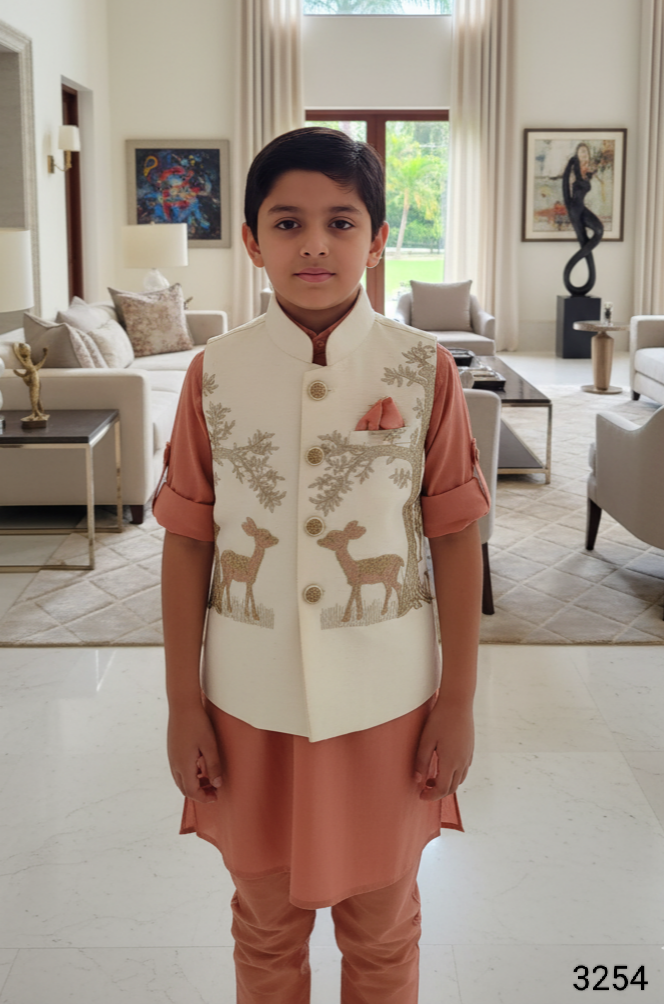 Rust Colour Jacket Kurta Set(BE-BBUS_3254)