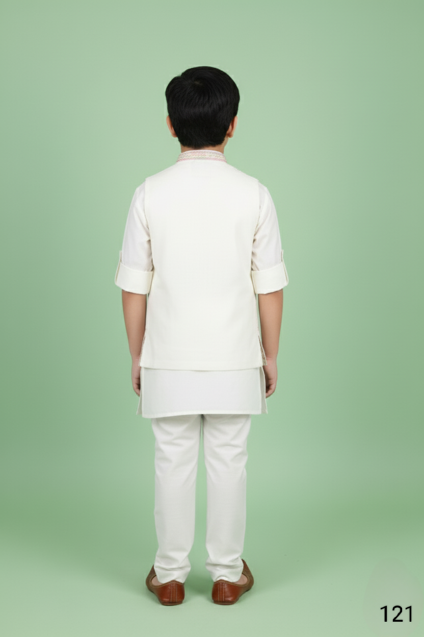 Cream Colour Jacket Kurta Set(BE-BBUS_121)