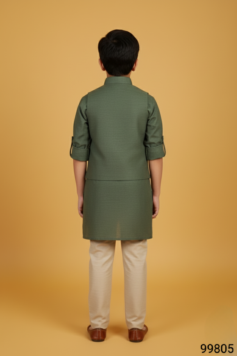 Olive Green Jacket Kurta Set(BE-BBUS_99805)