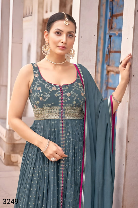 Grey Colour Plazo Set(LE-WPZS_3249)