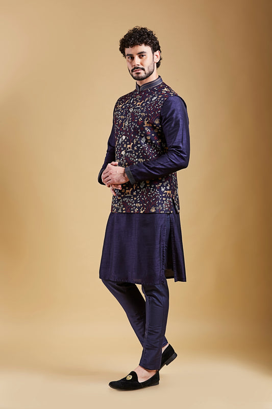 Navy Blue Colour Bundi Set(ME-MBUS_JS-529)