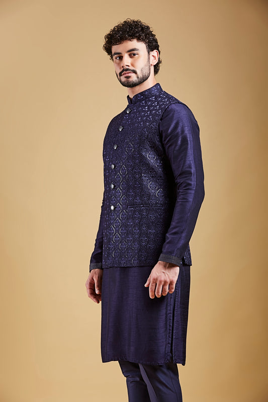 Navy Blue Colour Bundi Set(ME-MBUS_JS-451)