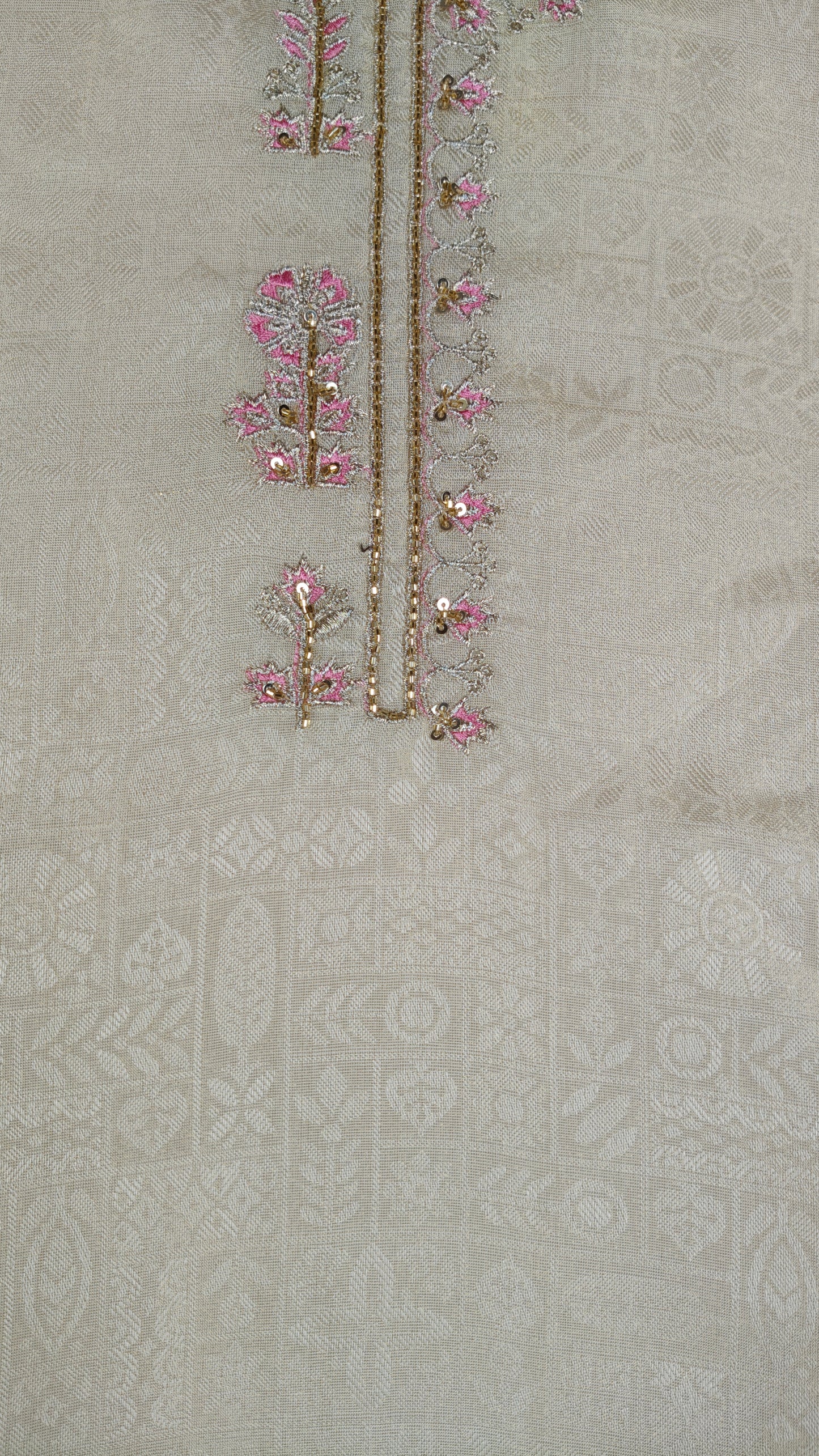 Cream & Pink Colour Kurti Set(LC-WKIS_744)