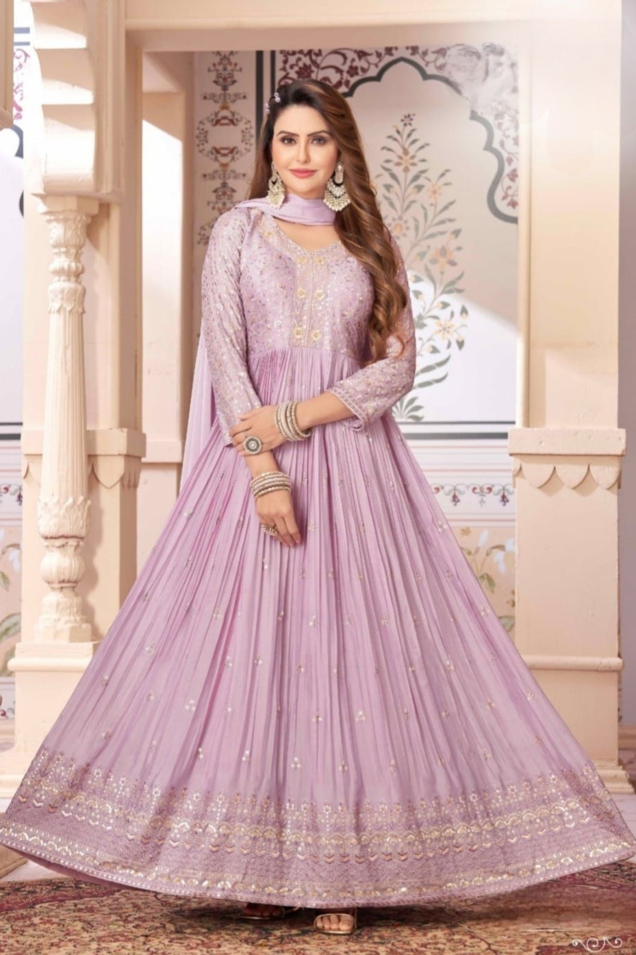 Lavender Colour Long Gown Anarkali(LE-WANK_3365)