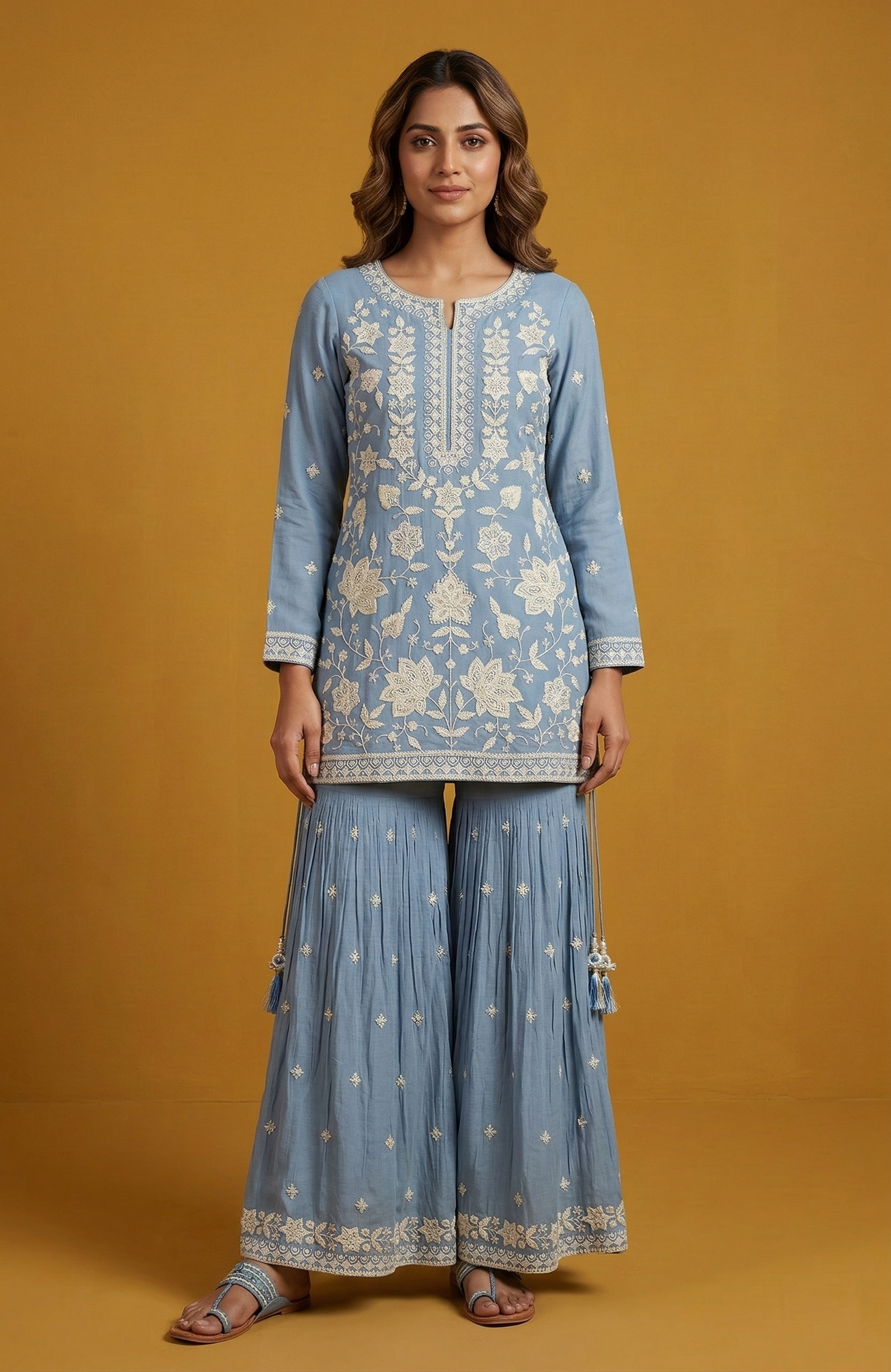 Blue Colour Gharara Set(LE-WGHA_2832)