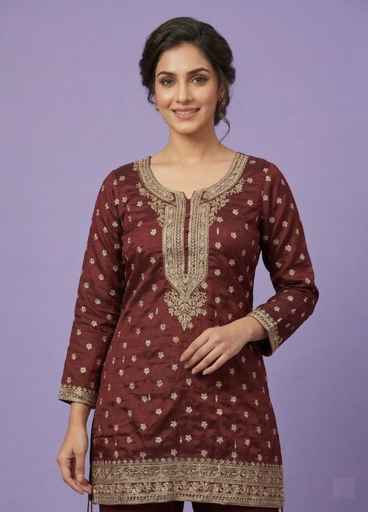 Wine & Rust Colour Gharara Set(LE-WGHA_7782)