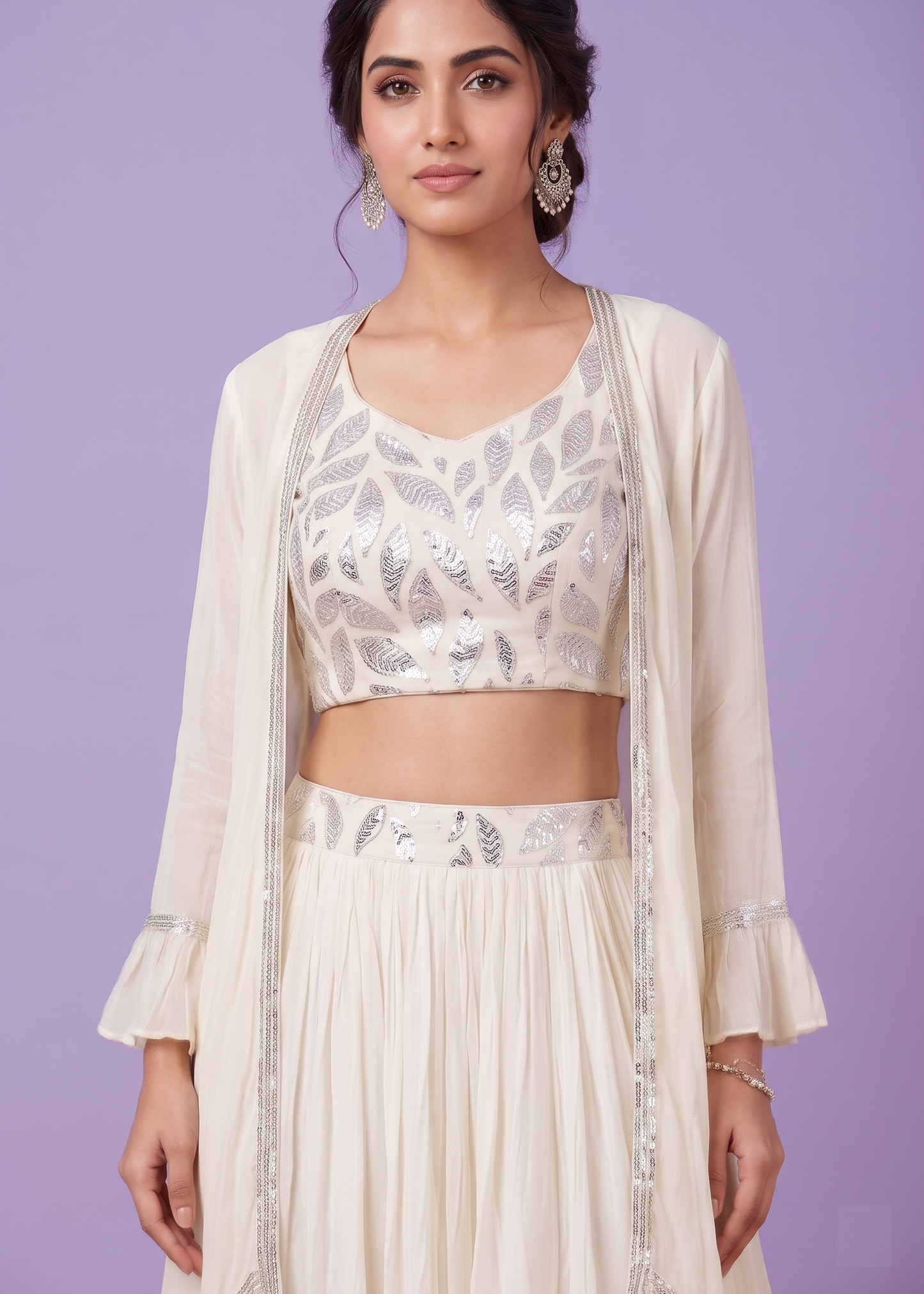 Cream Colour Ghaghra Choli(LE-GGHC_007)