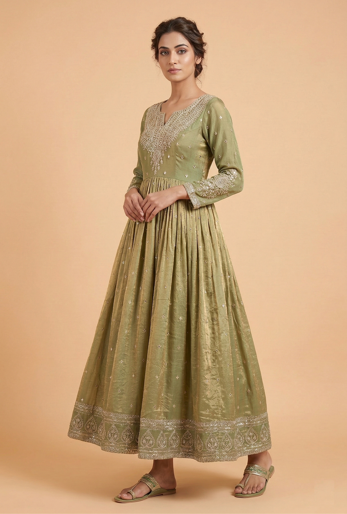 Olive Green Colour Gown(LE-WGWN_3467)