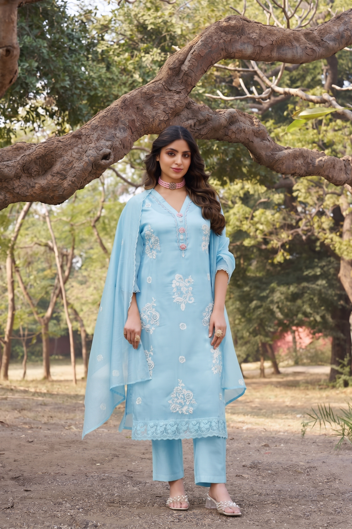 Sky Blue Colour Pant Set(LE-WPNS_001)