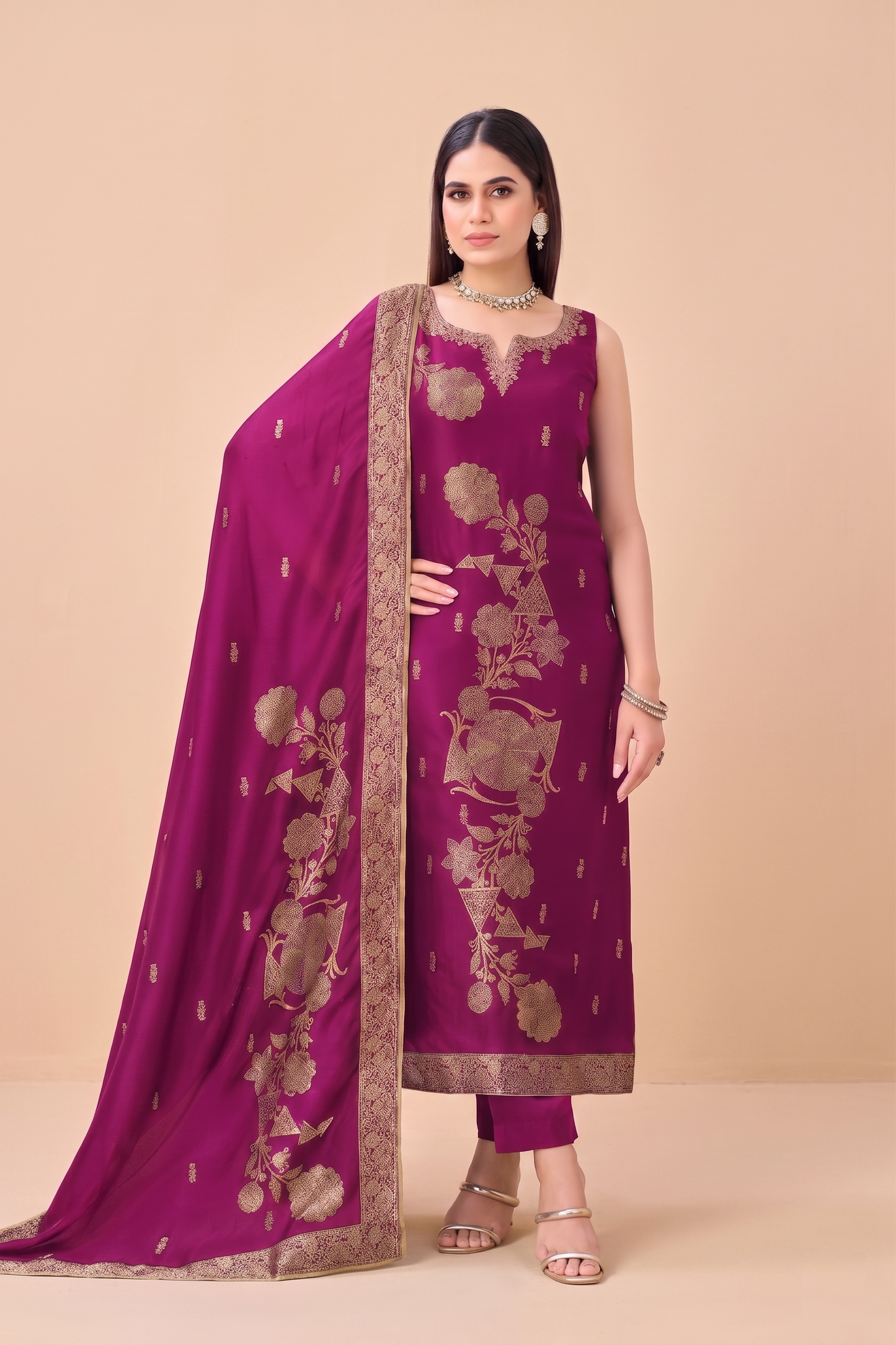 Magenta Colour Pant Set(LE-WPNS_5082)
