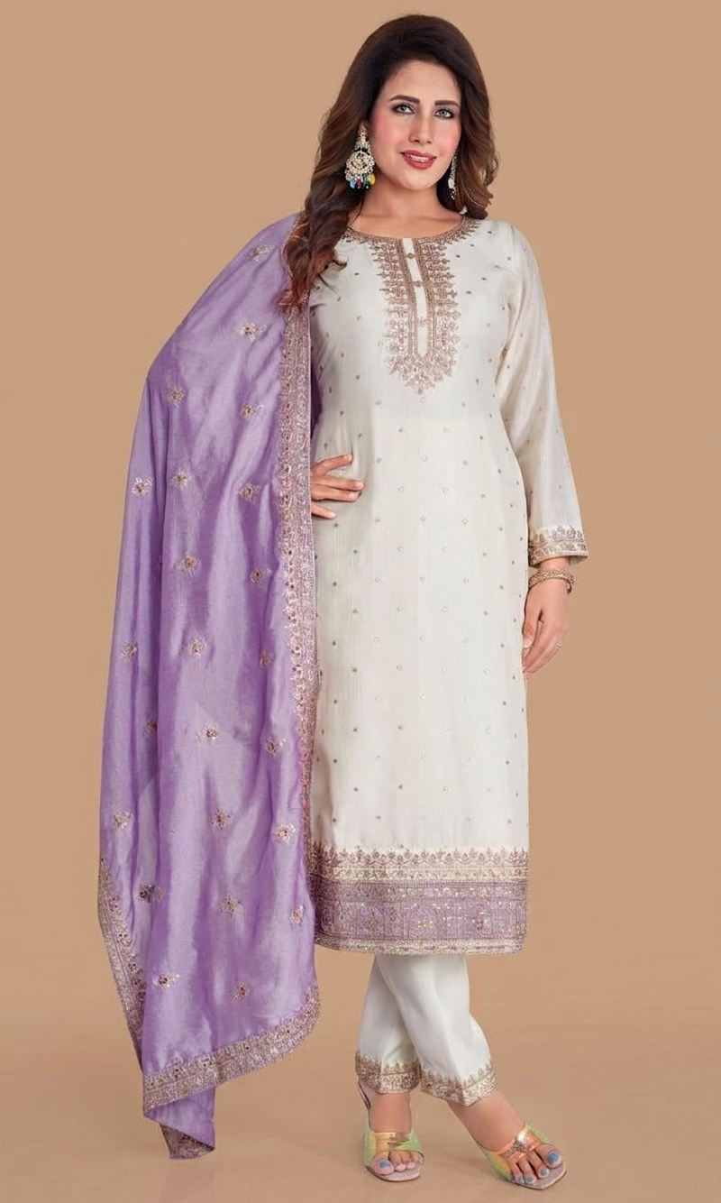 Cream Colour Pant Set(LE-WPNS_95770)