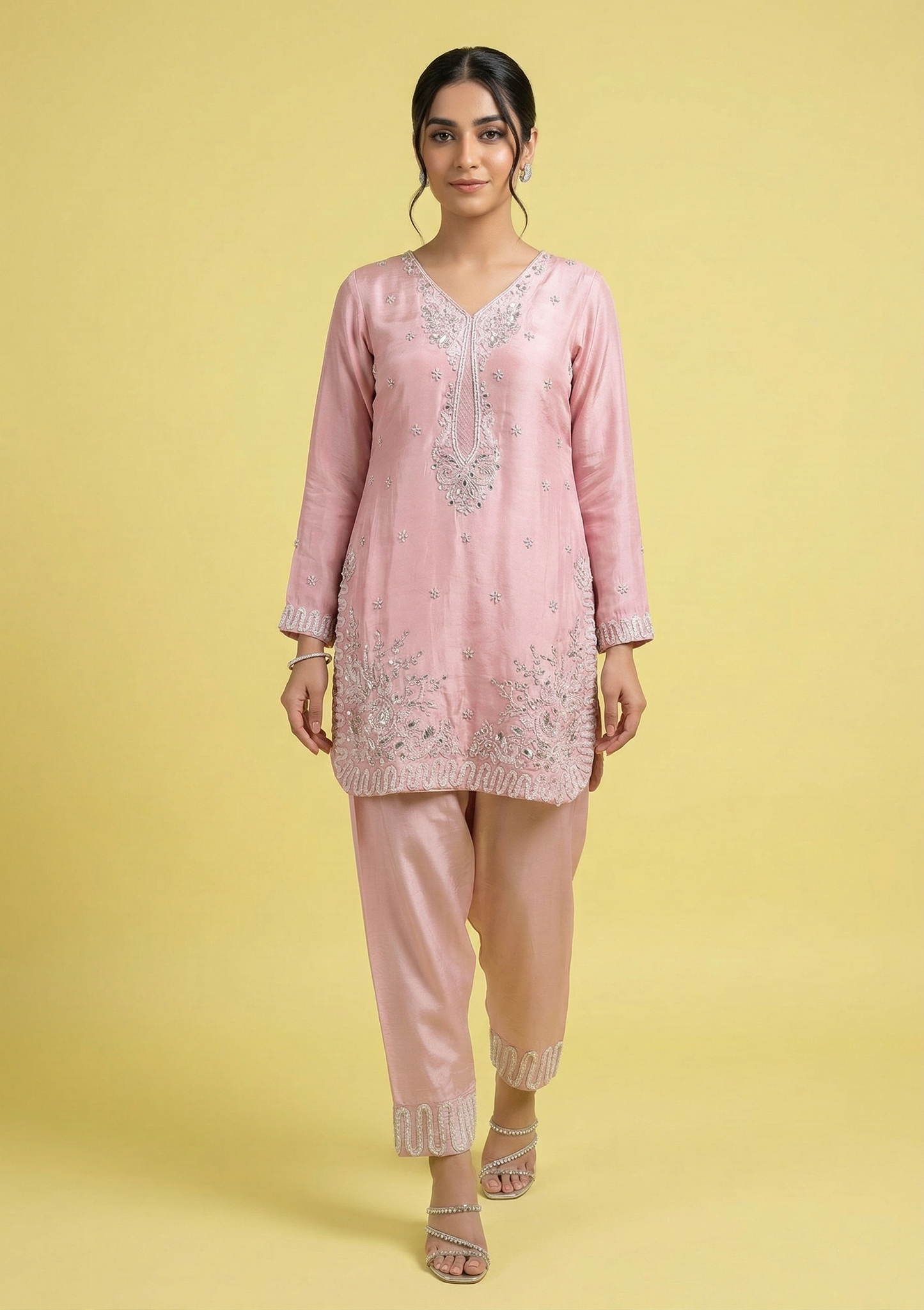 Pink Colour Plazo Set(LE-WPZS_1502)